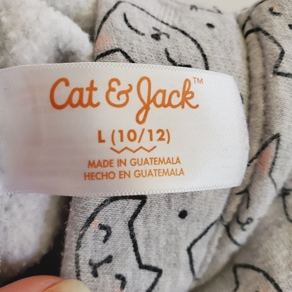 BK02 * Cat & Jack Girls Kitty Print Sweatpants Gray Size L (10/12) - Picture 4 of 6